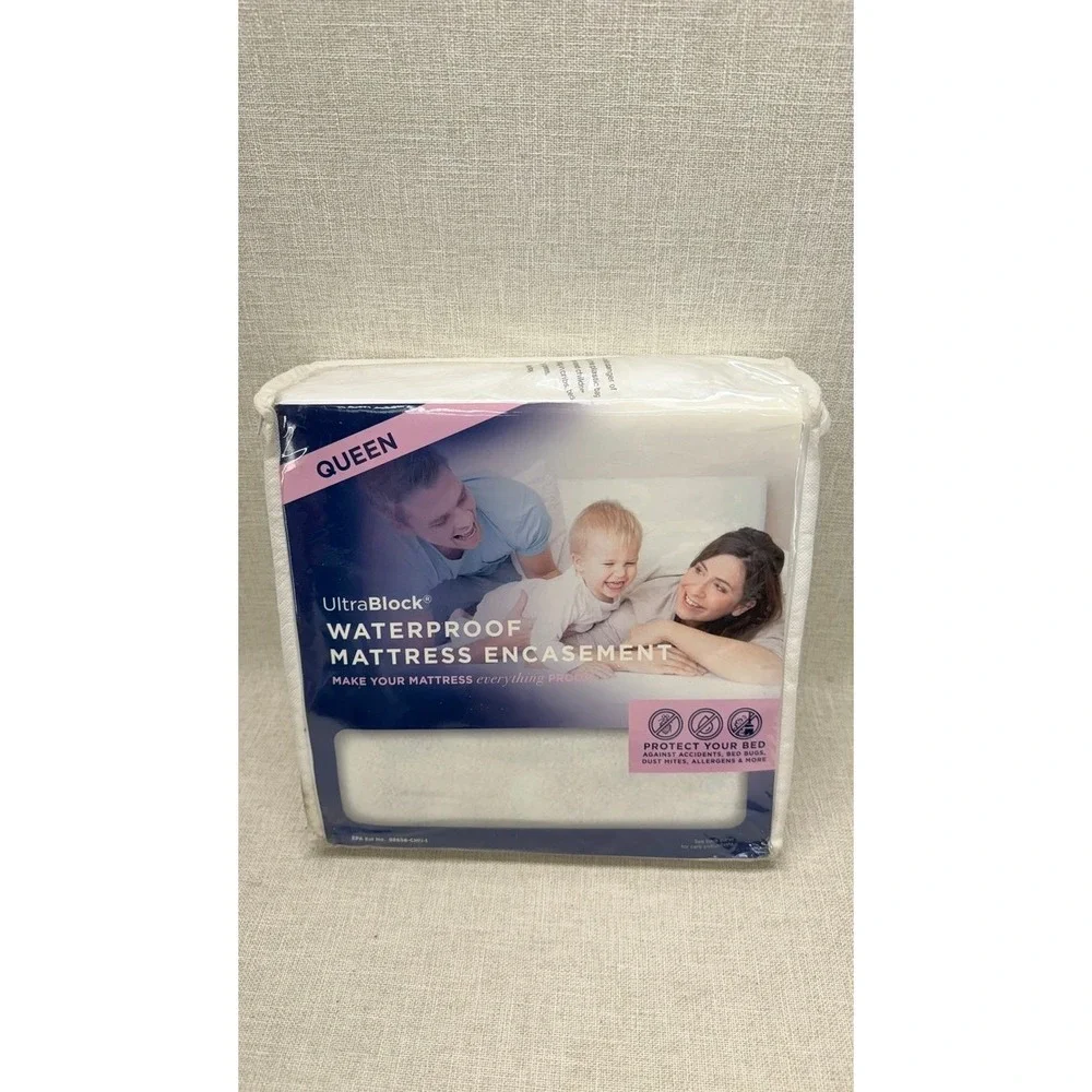 UltraBlock Queen Mattress Encasement & Deluxe Hotel‎ 6pc Sheet Set White New